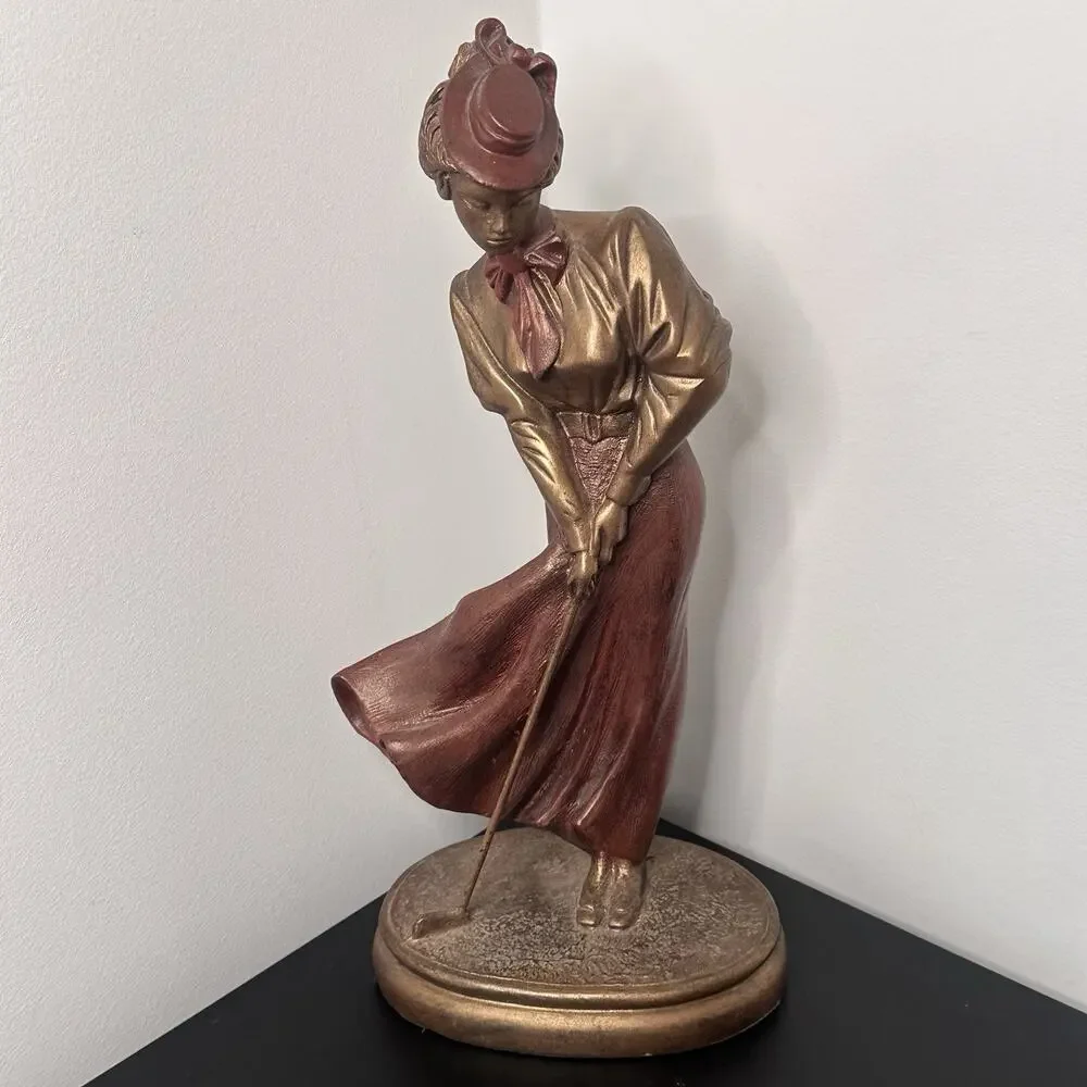 Vintage Bronze Austin Sculpture Lady Golfer “St. Andrews Breeze” Statue 14”H - Picture 4 of 7